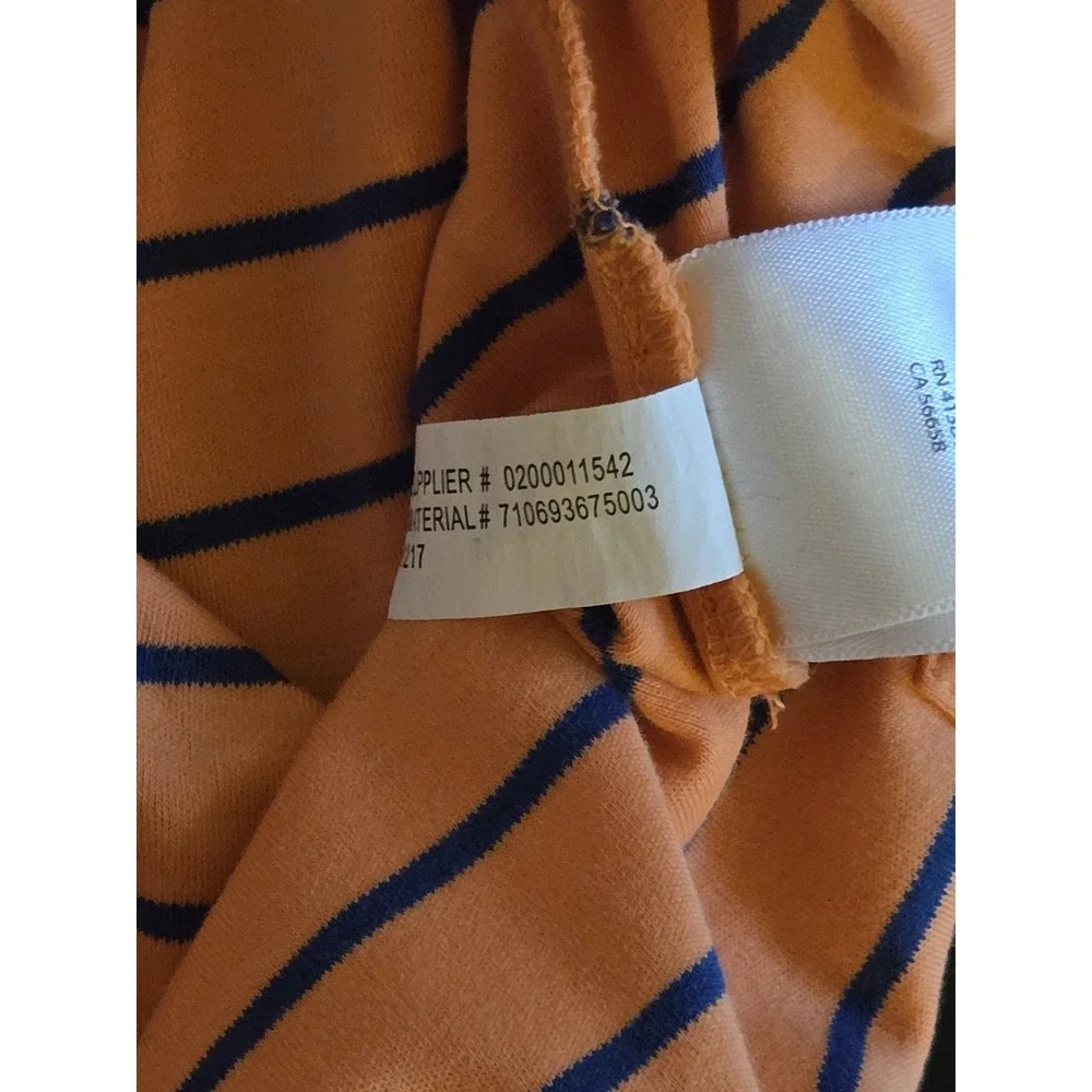 Polo Ralph Lauren Mens Large Classic Fit Orange With‎ Blue Stripes